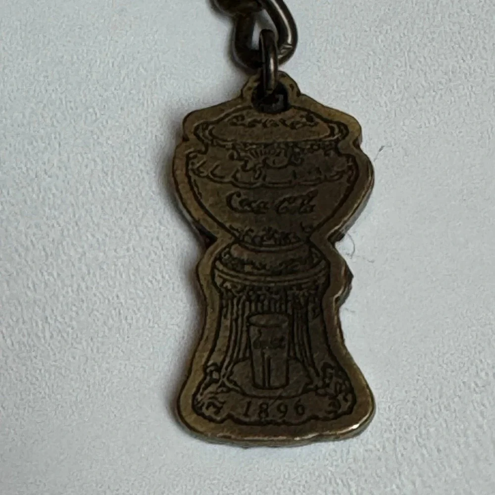 Coca Cola Keychain 1896 Soda Fountain Drink Metal‎ Charm Key Ring Collectible